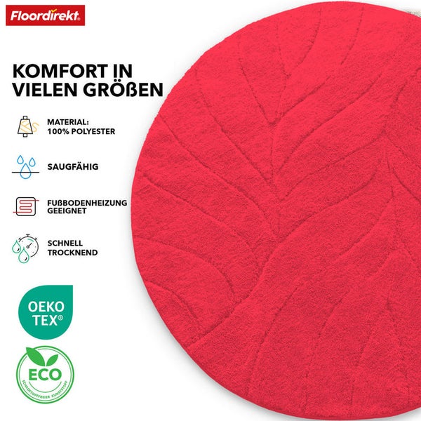 Runder Badteppich aus Polyester mit Blattmuster und Öko-Tex-Siegel