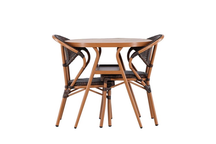 Abrantes Gartenset Tisch, 2 Stühle braun. 80 X 80 X 74 cm
