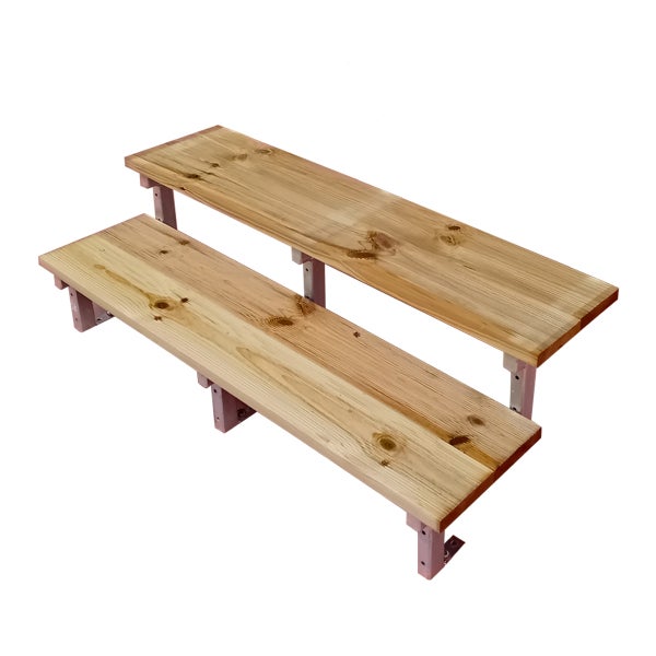 OSLO - Terrassentreppe, Außentreppe, Gartentreppe  Stahl H37cm 2 Stufen Holz KDI Breite 120cm