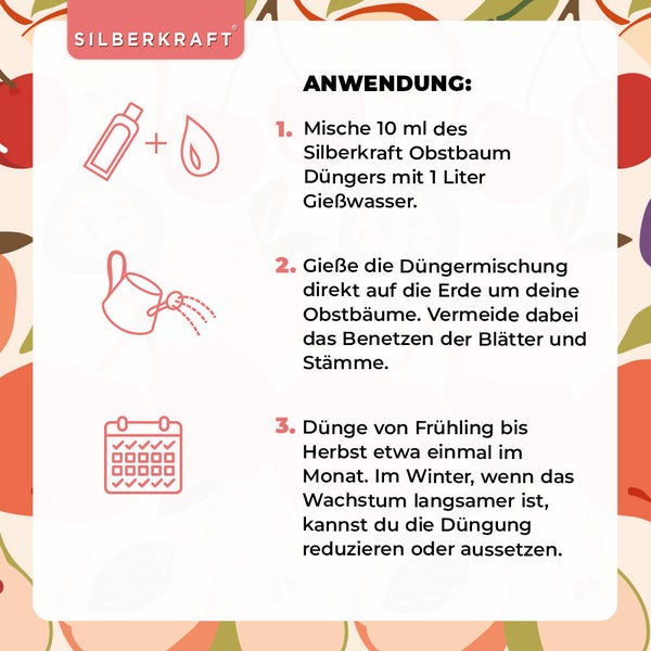 SILBERKRAFT Obstbaumdünger – Für Apfel & Kirsche – NPK Flüssigdünger – 1 Liter