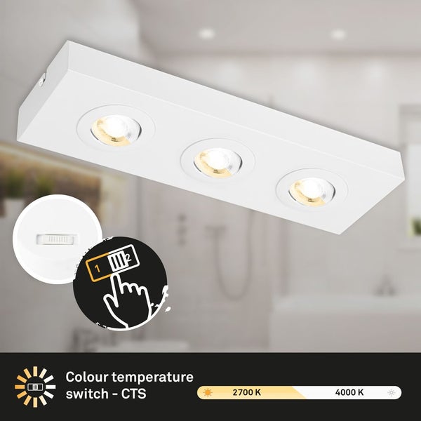CTS LED ceiling light, white, 3xLED-platine/4W