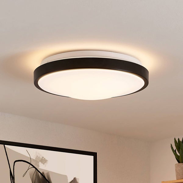 Lindby LED Deckenleuchte Villum (Modern) in Schwarz (1 flammig, ) - Lampe Deckenlampe Arbeitszimmerleuchte