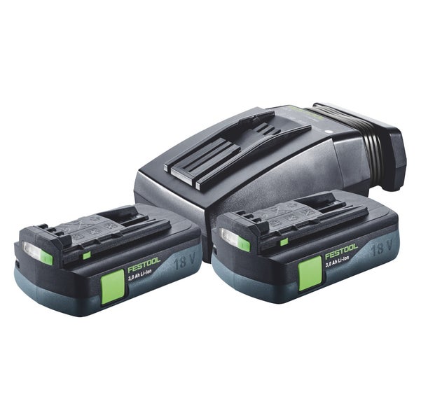 Festool Energie Set 2x BP 18 Li 3,0 C Akku 18 V 3,0 Ah / 3000 mAh Li-Ion ( 2x 577658 ) + TCL 6 Ladegerät ( 201135 )
