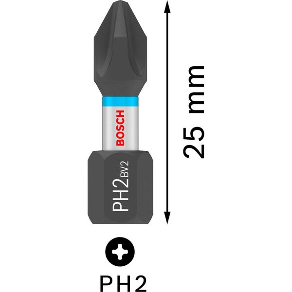 Bosch PRO Phillips Schlagbohrer PH2 25 mm Display 10 x 25 Stk. - 2607002803