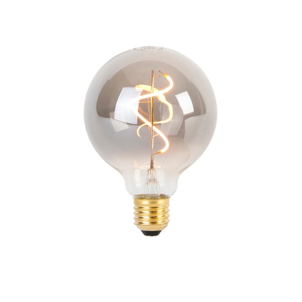 LED Globe Leuchtmittel mit spiralförmigem Filament und E27 Sockel im Vintage Design.