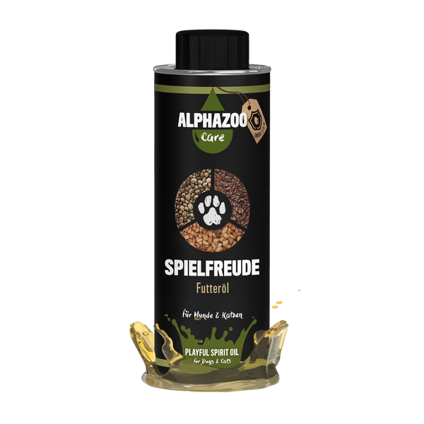 ALPHAZOO Spielfreude Futteröl 250ml für Hunde und Katzen I Öl für Agility und Bewegung