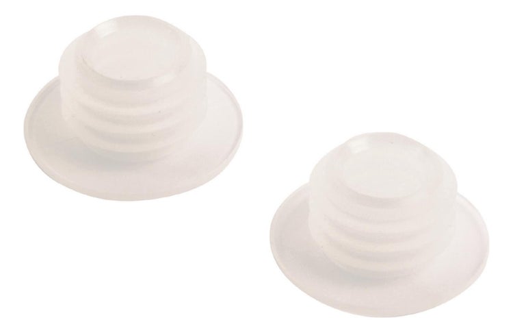 Detailaufnahme eines weißen Keramik-WCs mit Befestigungsbolzen.