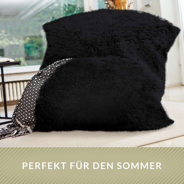 Green Bean XXL-Sitzsack Fellotpik mit Füllmaterial (EPS Perlen - 380 Liter) - Indoor Maße ca 180 x 140 cm - Bean Bag Sitzkissen Sitzpuff Sitzsessel Bodenkissen Lounge Schwarz