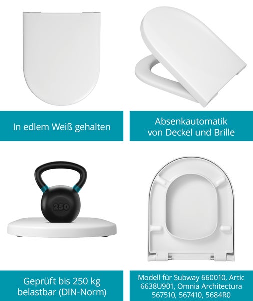 Haro WC-Sitz mit Absenkautomatik, belastbar bis 250 Kilogramm, passend für Subway, Artic und Omnia Architectura Modelle.