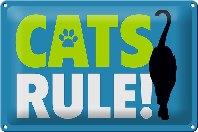 Blechschild Spruch 30x20cm cats rule Katze