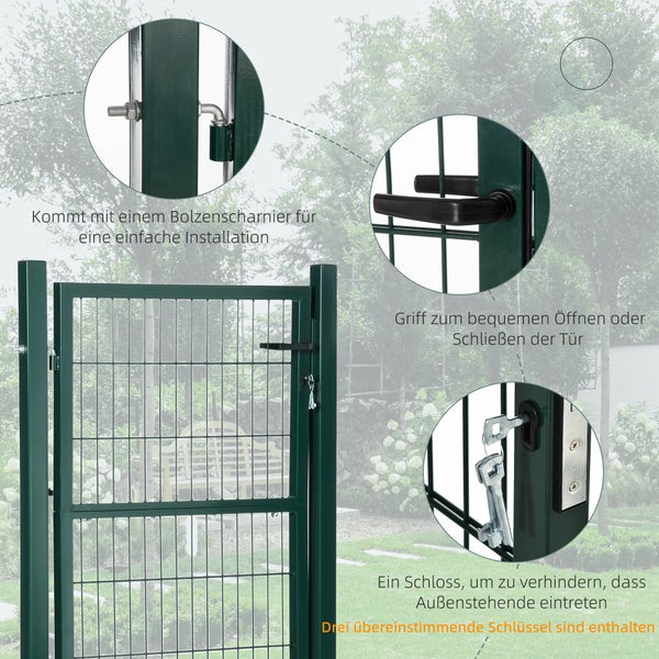HOMCOM Gartentor, 97B x 170H cm, Stahl, Grün