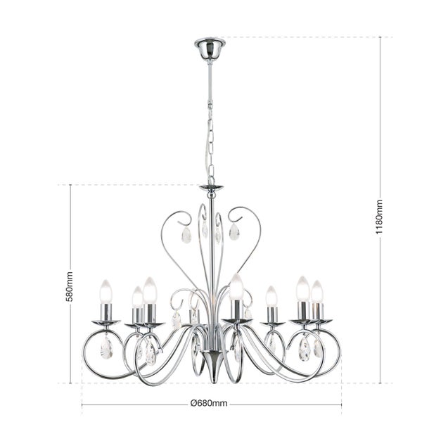 Kristall Kronleuchter Alessia 68 cm x 58 cm 8 x E14 Chrom