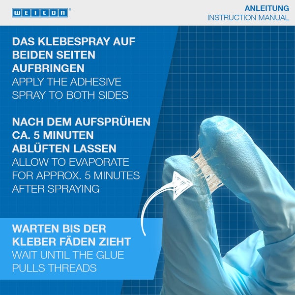 WEICON Sprühkleber extra stark|sprühbarer Kontaktklebstoff für starke und dauerhafte Verklebungen von Filz, Kunstleder und Dämmstoffen|500 ml