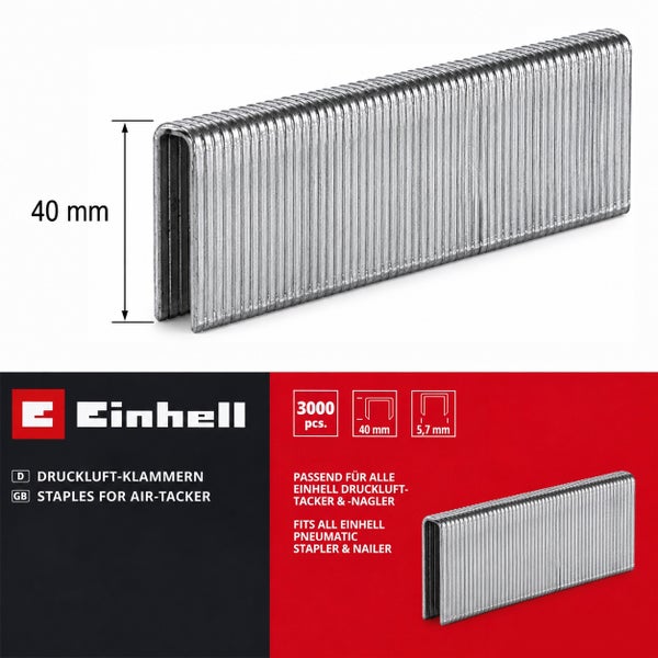 Einhell Druckluft Klammern Set 40 Millimeter 3000 Stück für Drucklufttacker