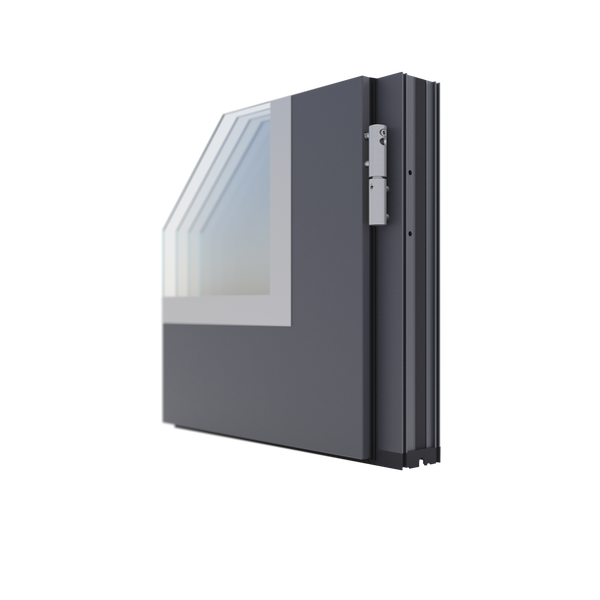 Fassade eines Hauses mit Haustür, Fenster und Pflanzen