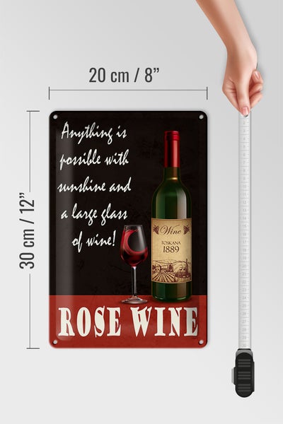 Blechschild Spruch 20x30cm Rose Wein anything is possible