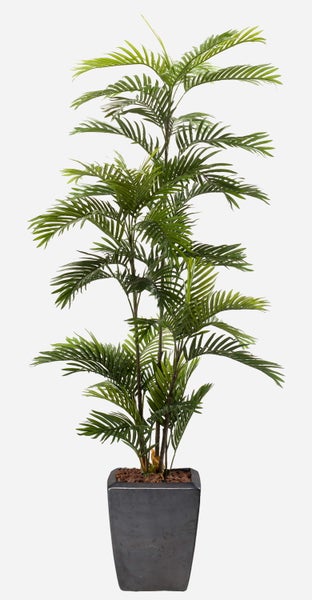 Detailansicht einer künstlichen Monstera Adansonii mit grünen Lochblättern.