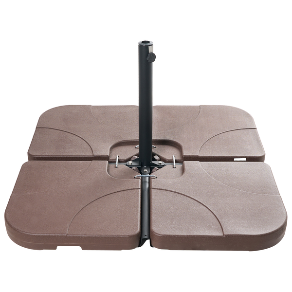 Quadratischer Sonnenschirmständer aus Kunststoff mit Metallschaft