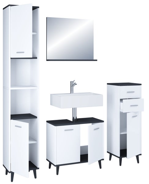 4-tlg. Komplett Badmöbel Badschrank Set Landos l