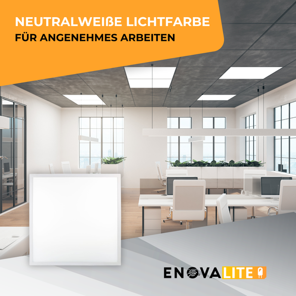 ENOVALITE LED Panel 4er Set 62x62cm | 36W 4000K Neutralweiß | Ultra-flach mit Philips Driver – Für Innenräume