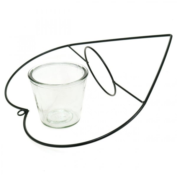 Dekorationsobjekt aus Glas und Metall mit Blattdesign