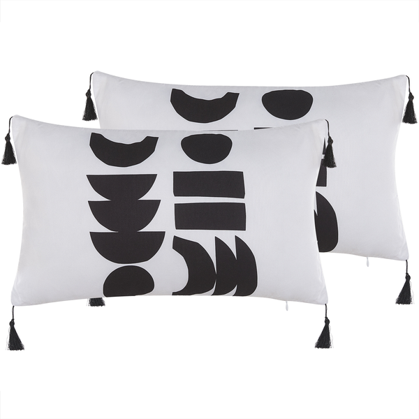 Dekokissen 2er Set LIRIOPE 30 x 50 cm Schwarz / Weiß Geometrisches Muster