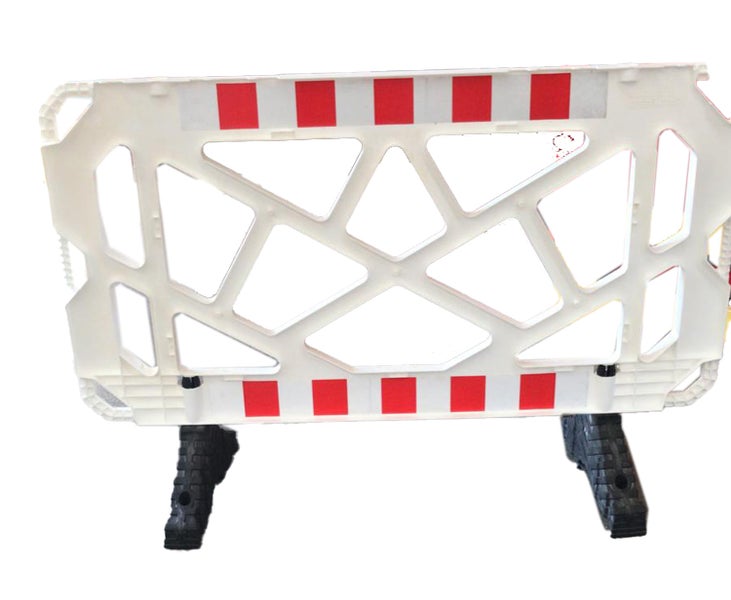 Absperrgitter, Schachtabsperrung rot mit Reflexfolie 1500x1000mm PVC-Drehbare Füße / 1 Stück / weißes Gitter