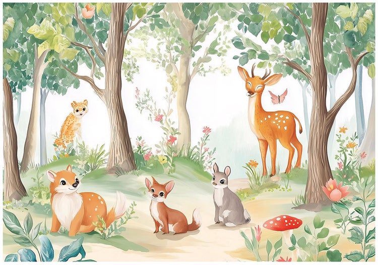 Fototapete Kinderzimmer Wald Tiere Vlies Tapete 400x280 cm