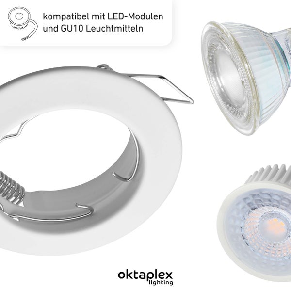 Oktaplex Lighting 3er Set LED Einbaustrahler Sedan - mit LED Modul 4,8W 4000K 230V 380lm Neutralweiß 110° - Spot Weiß Lochmaß 60mm