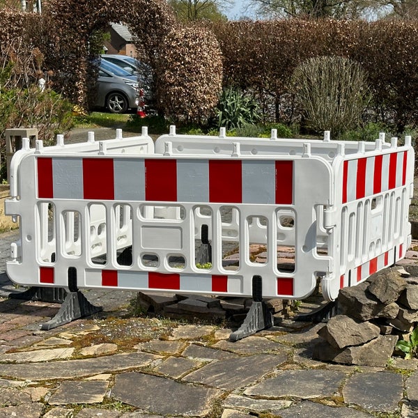 Absperrgitter Eventgitter 2m Set ab 4 Stk. Reflexfolie drehbare Füße, Lampenstutzen ( ) / blau / 10er Set