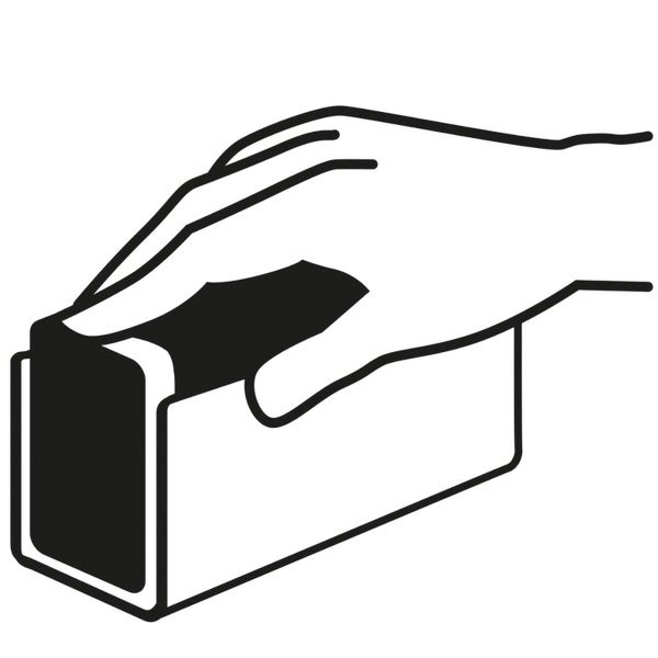 Symbol für das manuelle Schleifen mit einem Schleifklotz