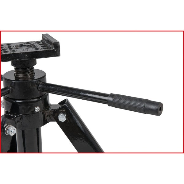 Stützbock mit rotem Pfeil, der die Höhenverstellung darstellt