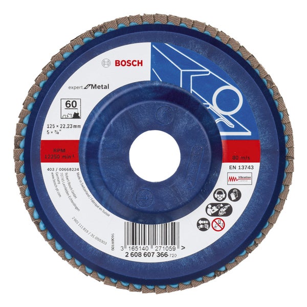 Bosch Fächerschleifscheibe Expert for Metal 125 22,23 60 gerade Kunststoffteller - 2608607366