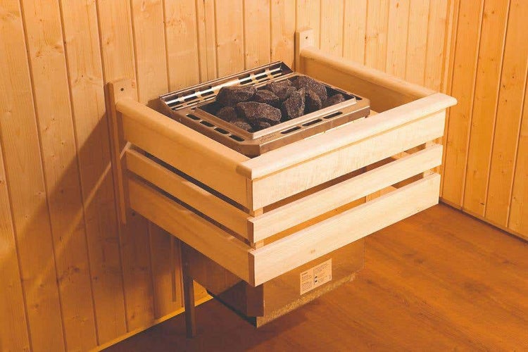 FinnTherm Saunahaus Lycka Gartensauna mit 38 mm Wandstärke Sauna Außensauna Flachdach