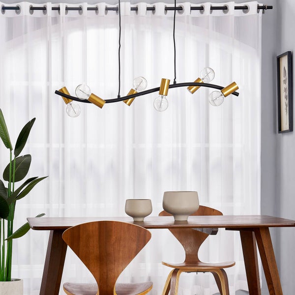 Lindby Pendelleuchte Anito (Design, Modern) in Schwarz aus Metall (6 flammig E27) - Deckenlampe Esstischlampe Hängelampe Hängeleuchte Wohnzimmerleuchte