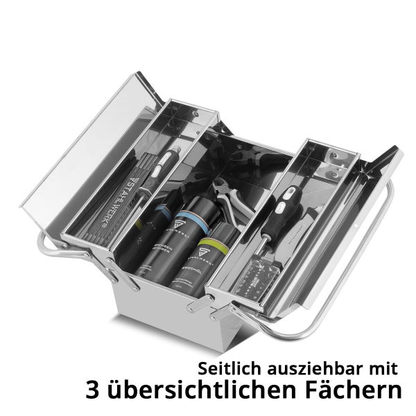 STAHLWERK Werkzeugkasten Edelstahl Werkzeugkiste leer Werkzeugbox