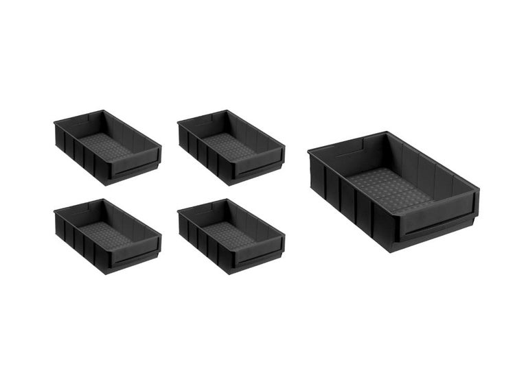 PROREGAL SparSet 5x Leitfähige Indurstriebox 300 B HxBxT 8,1 x 18,3 x 30 cm 3,4 Liter ESD Sortimentskasten