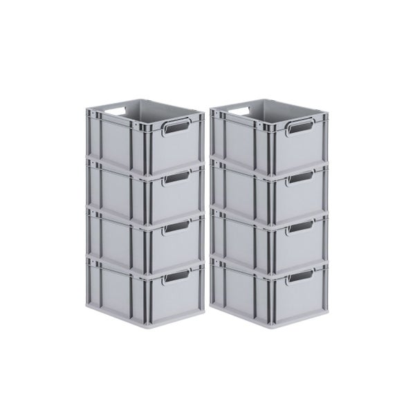 PROREGAL Spar Set 8x Eurobox Nextgen Economy Mit Scharnierdeckel & Gelben Schiebeschnappverschlüssen Griffe Offen HxBxT 22 x 30 x 40 cm 20 Liter