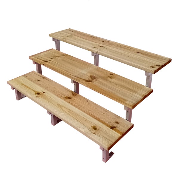 OSLO - Gartentreppe, Außentreppe, Terrassentreppe  Stahl H54cm 3 Stufen Holz KDI Breite 160cm