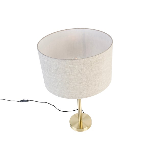 Tischleuchte mit Stoffschirm und Metallsockel