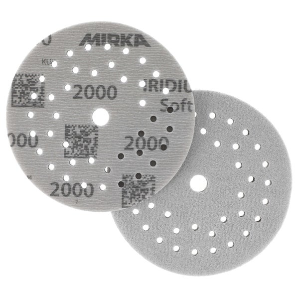 Mirka Iridium Soft Schleifscheiben Ø 125 mm / Korn P2000 / Klett Multifit / 20 Stück / schaumbasiertes Schleifmittel für präzises Trockenschleifen, Klarlackschliff, Finish