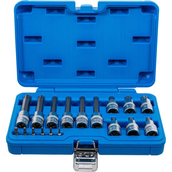 BGS Bit-Einsatz-Satz Antrieb Innenvierkant 6,3 mm (1/4) / 12,5 mm (1/2) T-Profil (für Torx) 18tlg.  - 5173