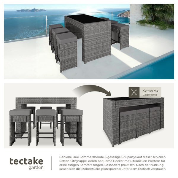 Rattan Barset tectake Ibiza 2 Bezugssets mit Aluminiumgestell grau