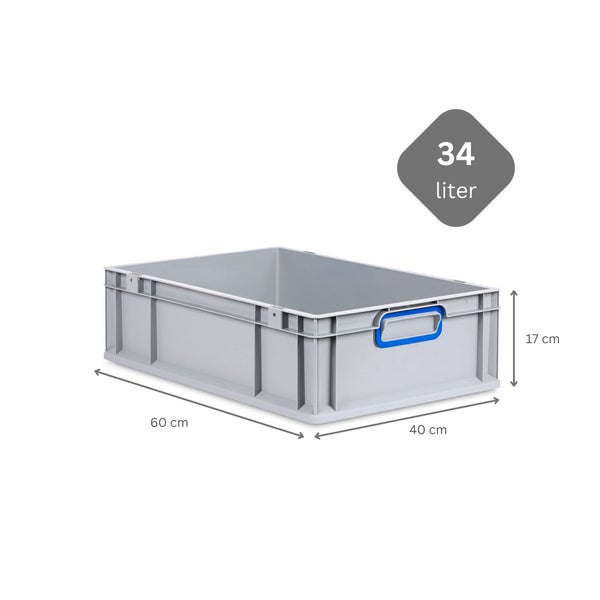 PROREGAL Spar Set 5x Eurobox Nextgen Color Mit Auflagedeckel & Schiebeschnappverschlüsse HxBxT 17 x 40 x 60 cm Griffe Blau Geschlossen Glatter Boden