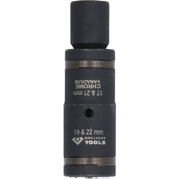 Brilliant Tools Steckschlüssel-Einsatz aus Chrom-Vanadium-Stahl mit den Größen 17, 19, 21 und 22 Millimeter