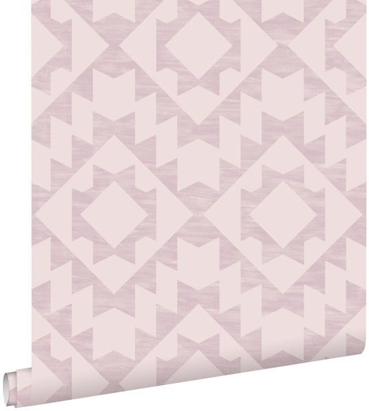 ESTAhome Tapete Marrakescher Aztec-Teppich Violettrosa - 53 cm x 10.05 m - 148676
