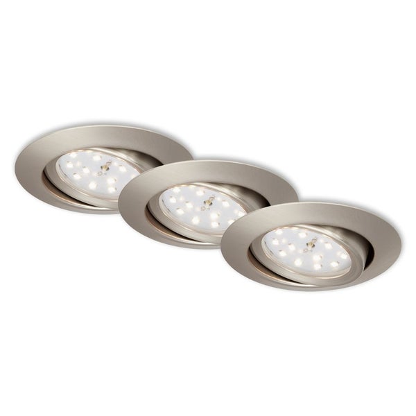 LED Einbauleuchte 3er Set schwenkbar IP23 Ø8,2cm 3W Matt-Nickel Metall Briloner