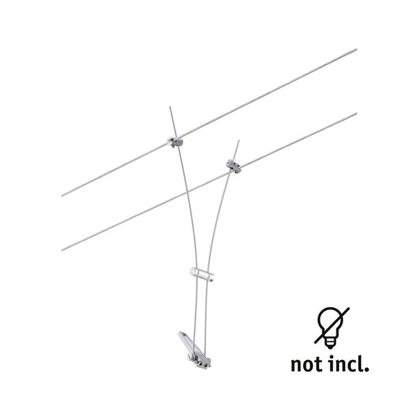Pendelleuchte für Seilsystem aus Metall, verstellbare Halterung für zwei parallele Seile, Leuchtmittel nicht enthalten.