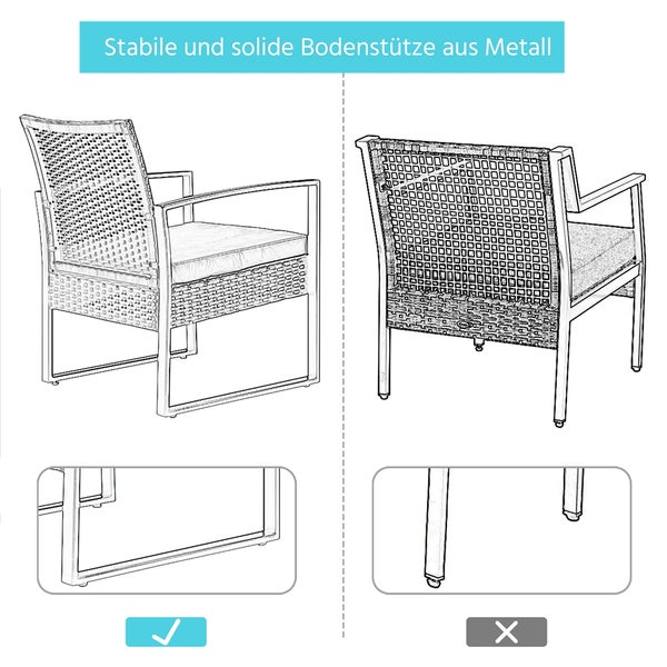 Illustration eines Gartenstuhls mit stabiler Metallbodenstütze