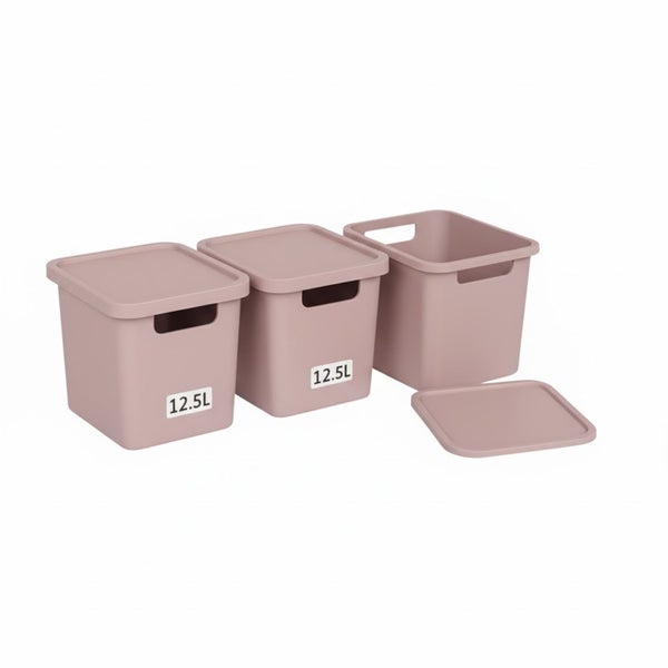 Drei Aufbewahrungsboxen mit Deckel, Volumen jeweils 12,5 Liter